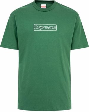 Supreme X Kaws Chalk Logo Crew Neck T-Shirt - Green