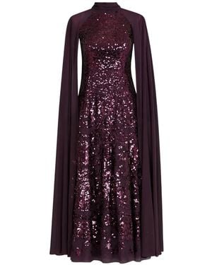 Needle & Thread Robe Longue À Sequins Et Manches Style Cape - Violet