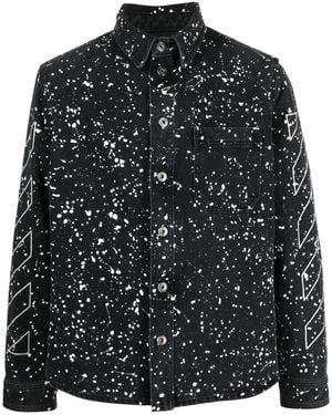 Off-White c/o Virgil Abloh Off-white Diag Outline Paint Denim Shirt Black/white