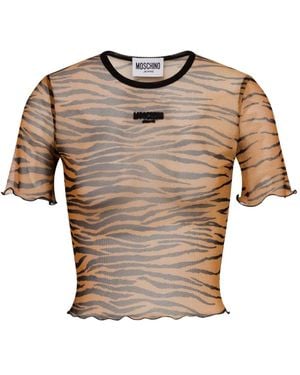 Moschino T-Shirt À Coupe Crop - Marron