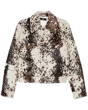 Amiri Stud-Embellished Cow-Print Jacket - White