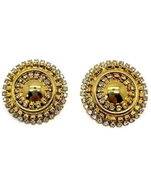 JENNIFER GIBSON JEWELLERY Vintage Gold & Crystal Statement Bullseye Earrings 1980s - Metallic