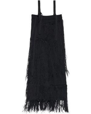 Bimba Y Lola Knit Fringed Midi Day Dress - Black