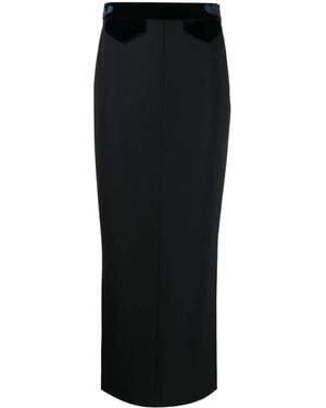 Giorgio Armani ベルベットトリム マキシスカート - ブラック