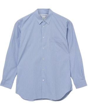 Comme des Garçons Vertical-Stripe Patch-Pocket Shirt - Blue