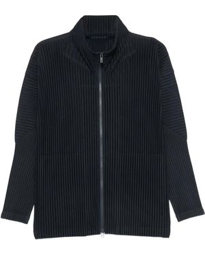 Homme Plissé Issey Miyake Pleated Zip-Up Shirt - Blue