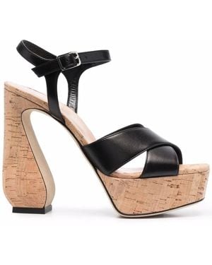 SI ROSSI 90Mm Sculptued-Heel Platform Sandals - Black