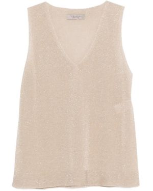 D.exterior V-Neck Sleeveless Top - Natural