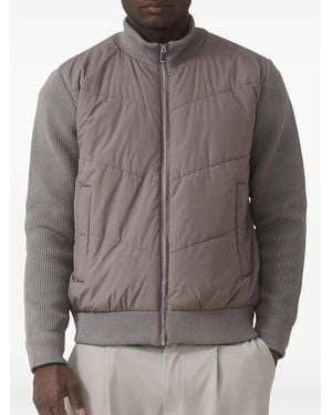 Mauvais Lamarck Quilted Knit-Sleeve Jacket - Grey