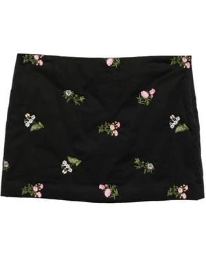 Cynthia Rowley Floral-Embroidered Mini Skirt - Black