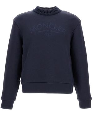 Moncler Ribbed-Cuffs Embroidered Sweatshirt - Blue