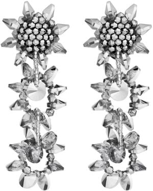 Oscar de la Renta Beaded-Pompom Post-Back Earrings - White