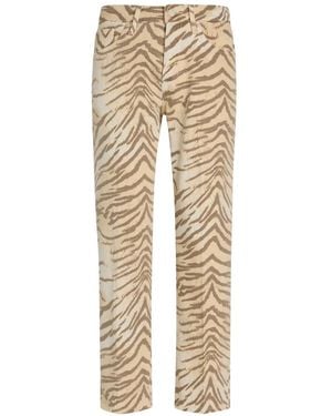 GOOD AMERICAN Tiger-Print Denim Trousers - Natural