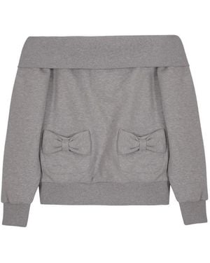 Sandy Liang Neston Bow-Detail Sweatshirt - Grey