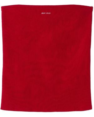 Miu Miu Logo-Intarsia Top - Red