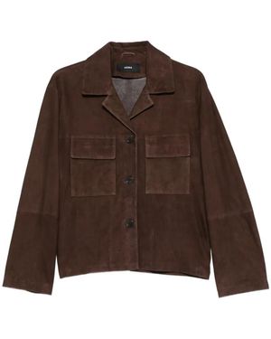Arma Flore Flap-Pocket Suede Jacket - Brown