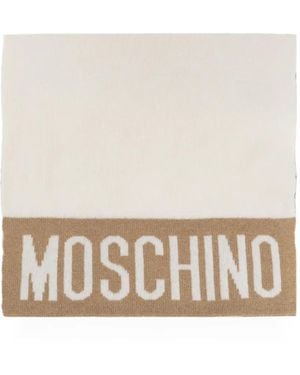 Moschino Écharpe À Logo En Intarsia - Natural