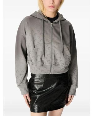 Marine Serre Moon-Pattern Zip-Up Hoodie - Grey