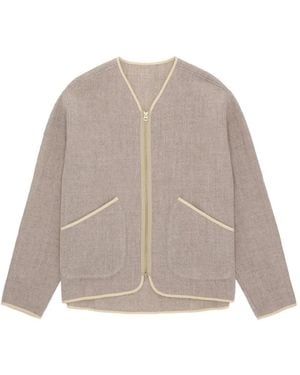 Fortela Sherpa Contrast-Trim Zip-Up Jacket - Natural