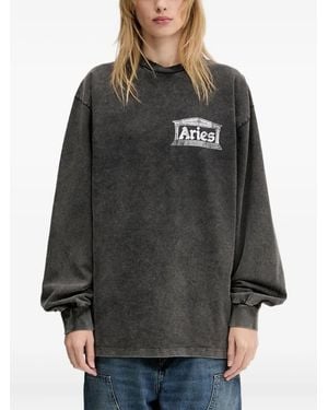 Aries Logo Long-Sleeve T-Shirt - Gray