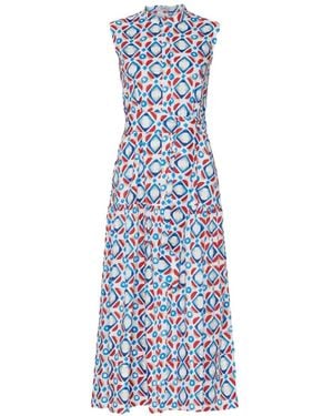 Marella Geometric-Print Belted Maxi Dress - White