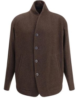 Giorgio Armani Button-Fastening Peacoat - Brown