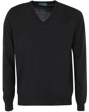 Zanone Pullover Mit V-Ausschnitt - Schwarz