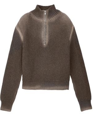 CAMPERLAB Pull Côtelé À Col Zippé - Brown