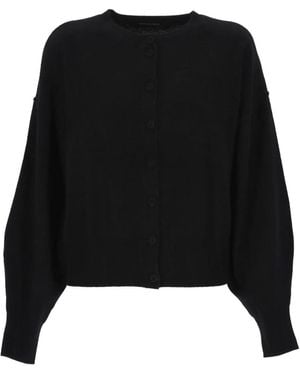 EMMA & GAIA Balloon-Sleeve Cardigan - Black