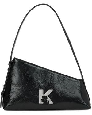KARL LAGERFELD Leather Shoulder Bag - Black