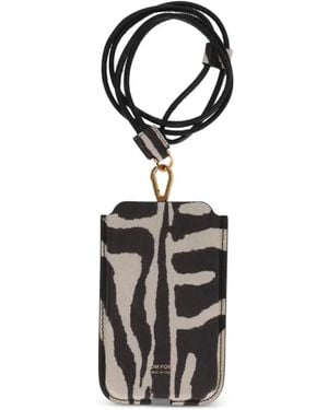 Tom Ford Zebra-Print Detachable-Strap Phone Case - White
