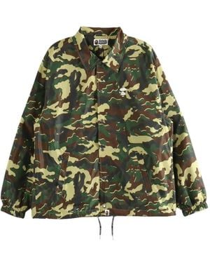 A Bathing Ape Camouflage-Print Logo-Patch Jacket - Green