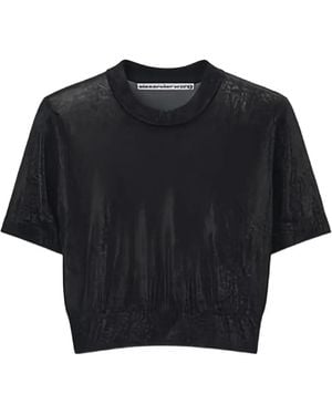 Alexander Wang Short-sleeved cropped top - Schwarz