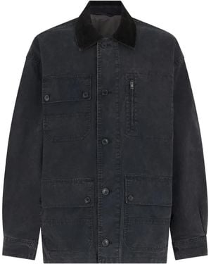 Isabel Marant Veste Travis À Coudières Contrastantes Et Col En Velours Côtelé - Blue