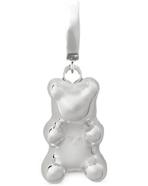 Crystal Haze Jewelry Mini Nostalgia Bear Hoop Single Earring - White