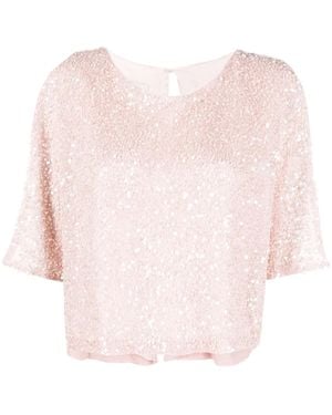 Fely Campo Silk Sequin-Embellished Blouse - Pink