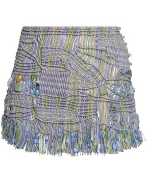 Roberta Einer Fringed Macramé Miniskirt - Blue