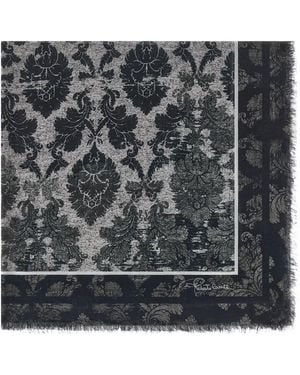 Roberto Cavalli Brocade-Print Shawl - Black