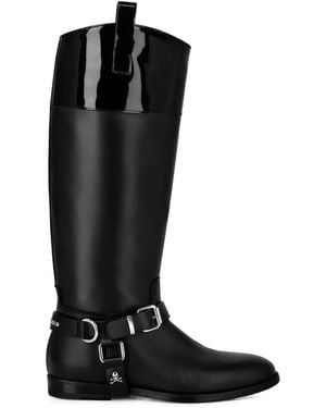 Philipp Plein Buckled Leather Knee-High Boots - Black