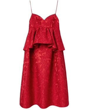 La DoubleJ Satine Peplum Midi Dress - Red