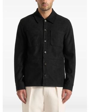 Manière De Voir Thomas Suede-Effect Long Sleeve Shirt - Black