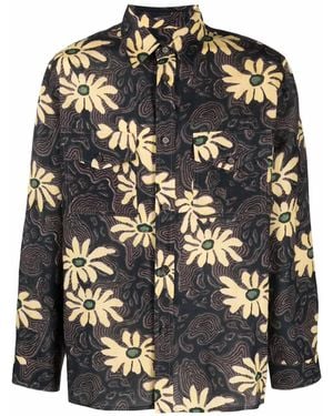 Nanushka Floral Print Shirt Jacket - Black