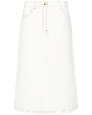 TOTEME Contrast-Stitching Midi Skirt - White