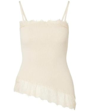 Liu Jo Asymmetric Top With Lace Details - White