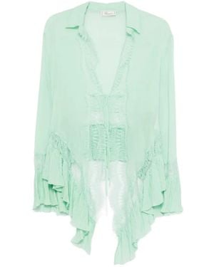 Blumarine Lace Ruffled Blouse - Green