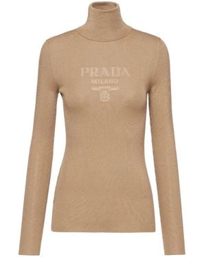 Prada Superfine Wool Turtleneck Jumper - Natural