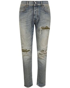 Amiri Distressed Panelled Jeans - Grey