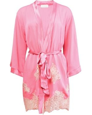 Fleur du Mal Juliet Lace Belted Robe - Pink
