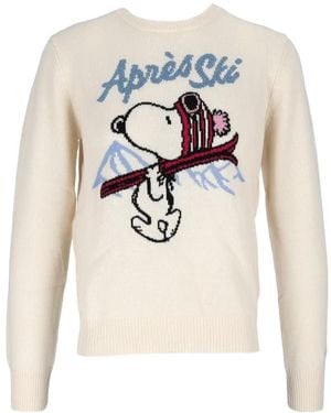 MC2 Saint Barth X Snoopy-Intarsia Lurex-Knit Jumper - White
