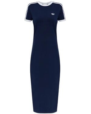 adidas 3-Stripes Short-Sleeve Midi Dress - Blue